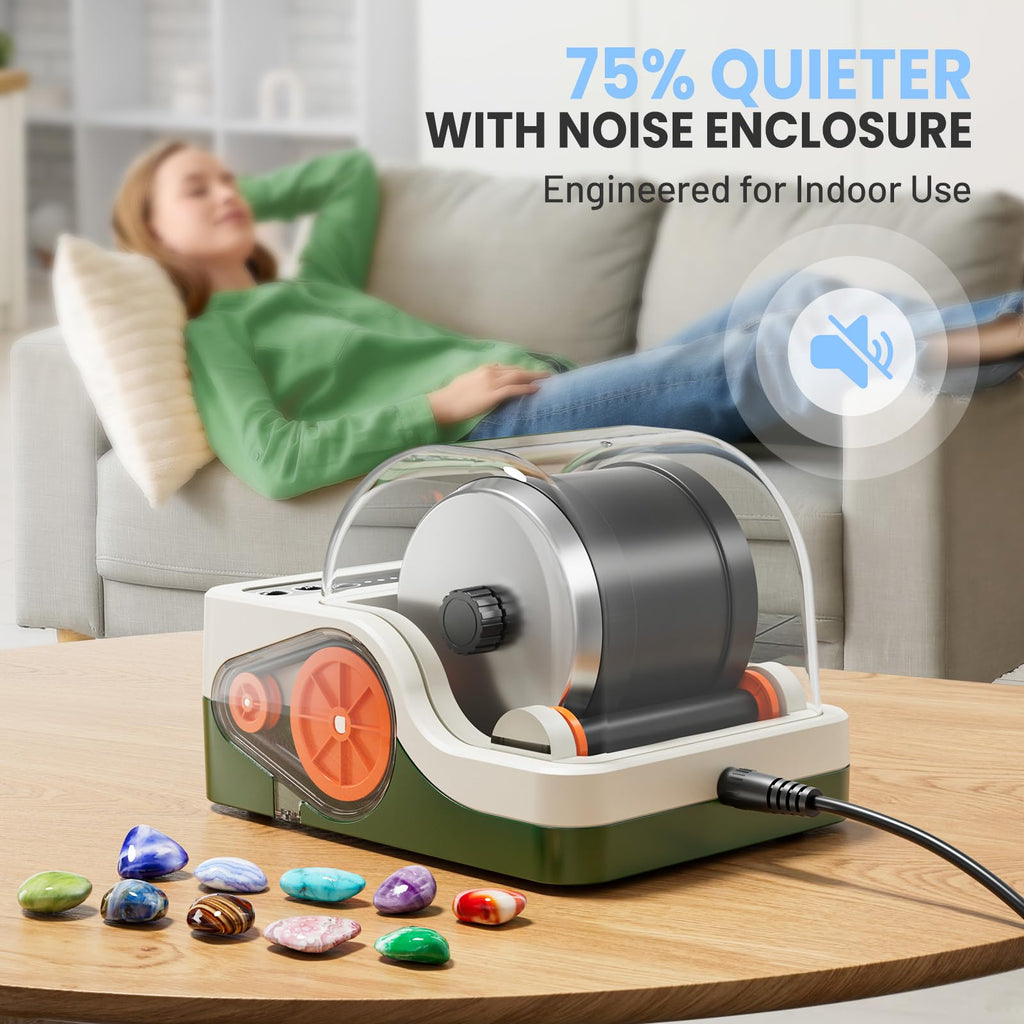 HopeRock Ultra Quiet Rock Tumbler Kit, Rock Polisher with Noise Reduction Cover for Kids, Adults & Rock Collector, 3-Speed Motor & 9-Day Timer, Great STEM Science Kit Gift for Age 8+, Boys Girls Toys