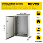 VEVOR NEMA Steel Enclosure, 24 x 16 x 10'' NEMA 4X Steel Electrical Box, IP66 Waterproof & Dustproof, Outdoor/Indoor Electrical Junction Box, with Mounting Plate