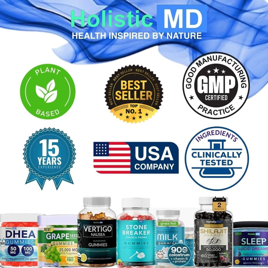 Holistic MD Methylene Blue for Humans USP Pharma Grade 7mg and 14mg dose - 3rd Party Certified Quality - Sugar Free Vegan - Berry Flavor 60 Gummies