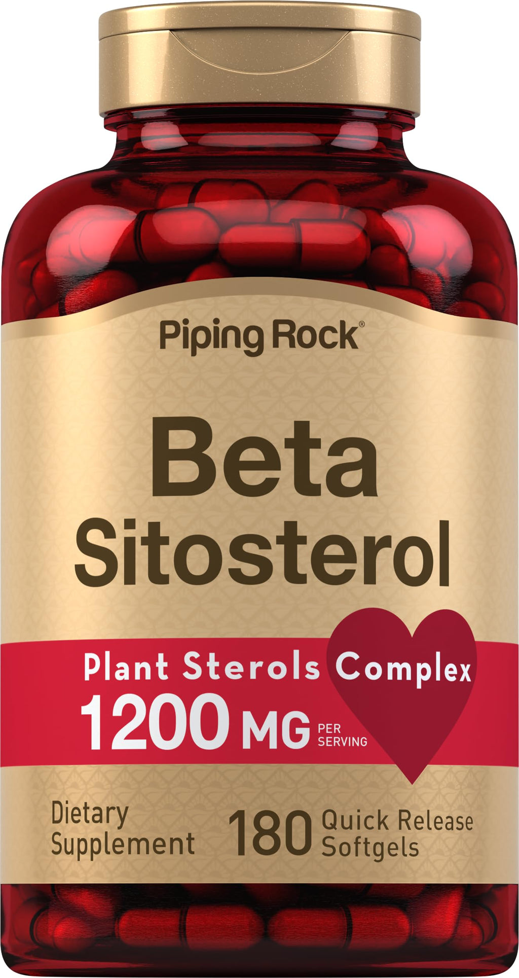 Piping Rock Beta Sitosterol Supplement for Men | 1200 mg | 180 Softgels