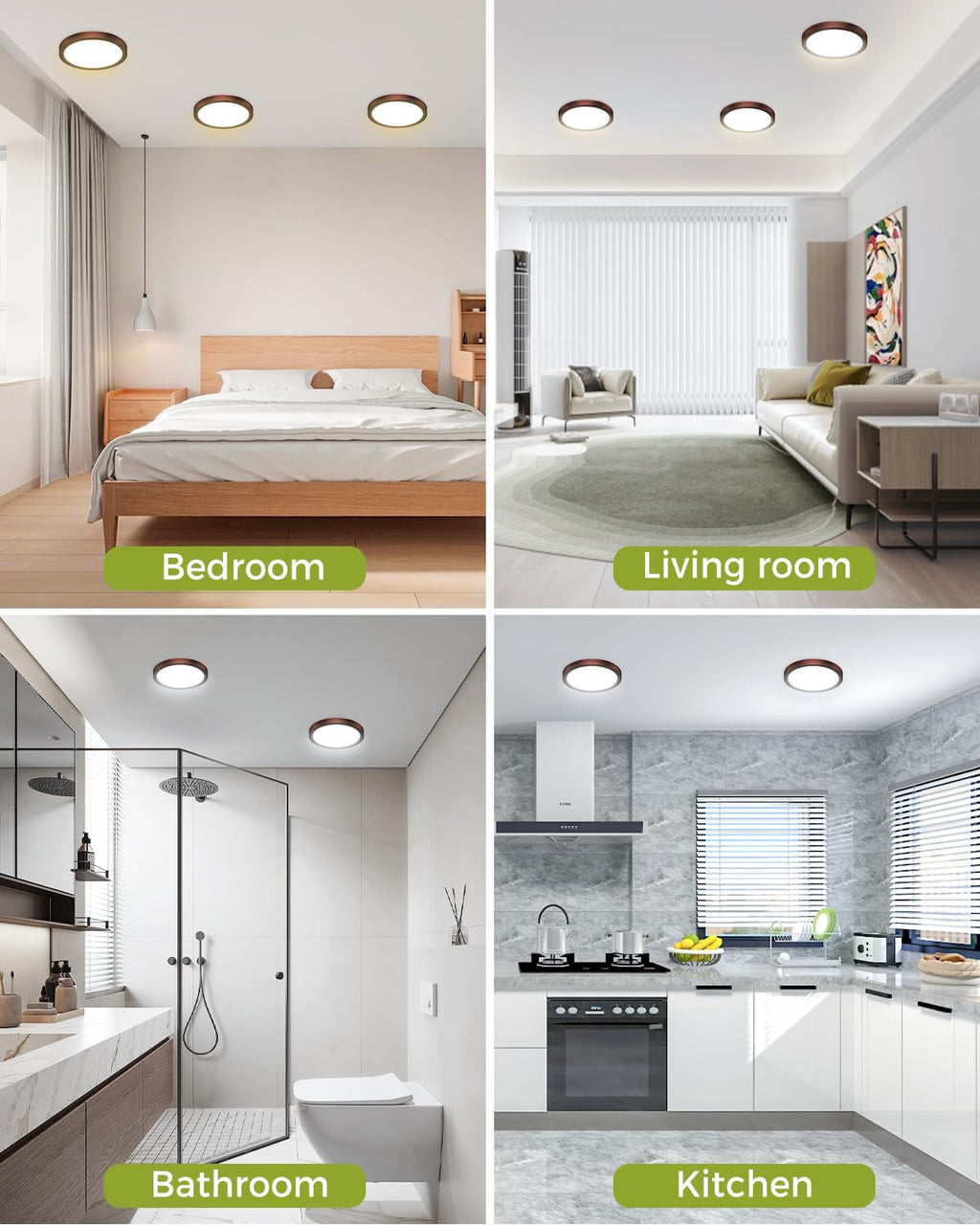 hepside 2Pack Dimmable Flush Mount Ceiling Light Fixture Oil Rubbed Bronze, 3000/4000/6500K Ceiling Lamp, 7.5INCH 15W 1500LM Low Profile Light for Bedroom, Kitchen, Bathroom, Hallway