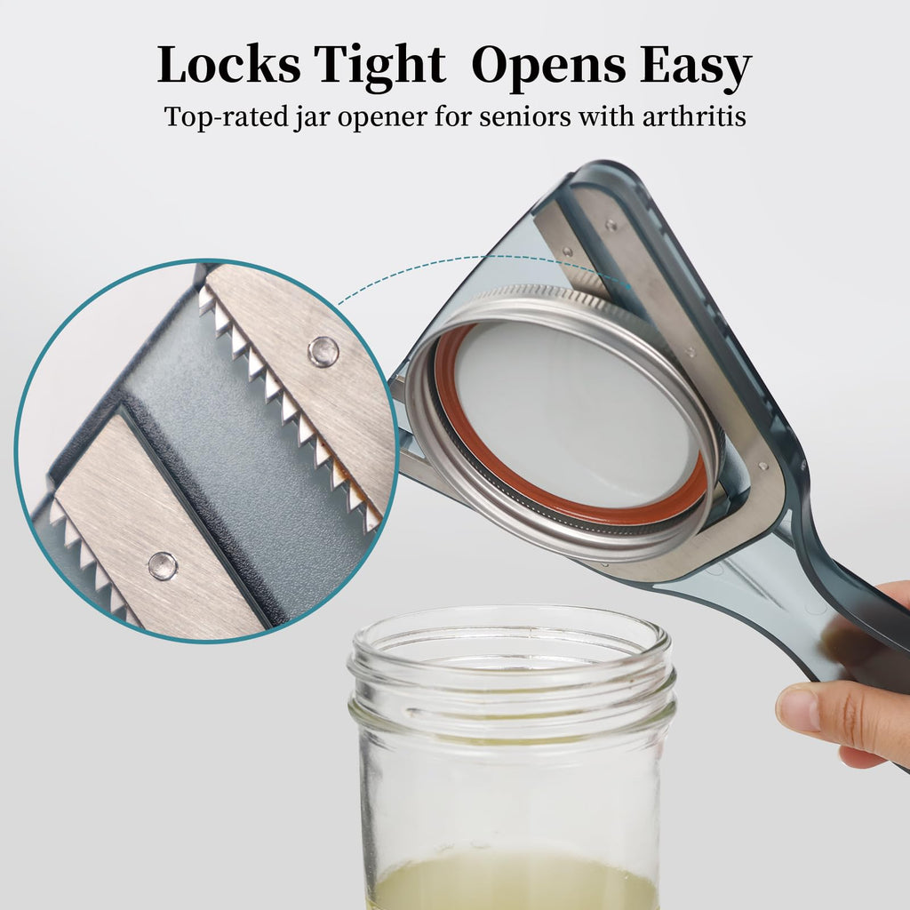 Jar Opener for Weak Hands & Seniors with Arthritis – Easy Twist-Off Lid & Bottle Opener – Ergonomic Non-Slip Handle, Unique Kitchen Gadget & Ideal Christmas Gift for Elderly, Women & Men (Gray)