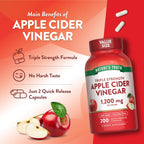 Nature's Truth Apple Cider Vinegar Capsules | 1200mg | 200 Pills | Extra Strength | Value Size | Non-GMO, Gluten Free Supplement