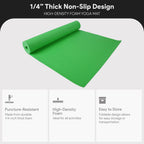 Fitvids 1/4-Inch High Density Thick Non Slip Yoga Mat with Knee Pad and Carrying Strap for Workout, Pilates, Gym Home Exercise, Green