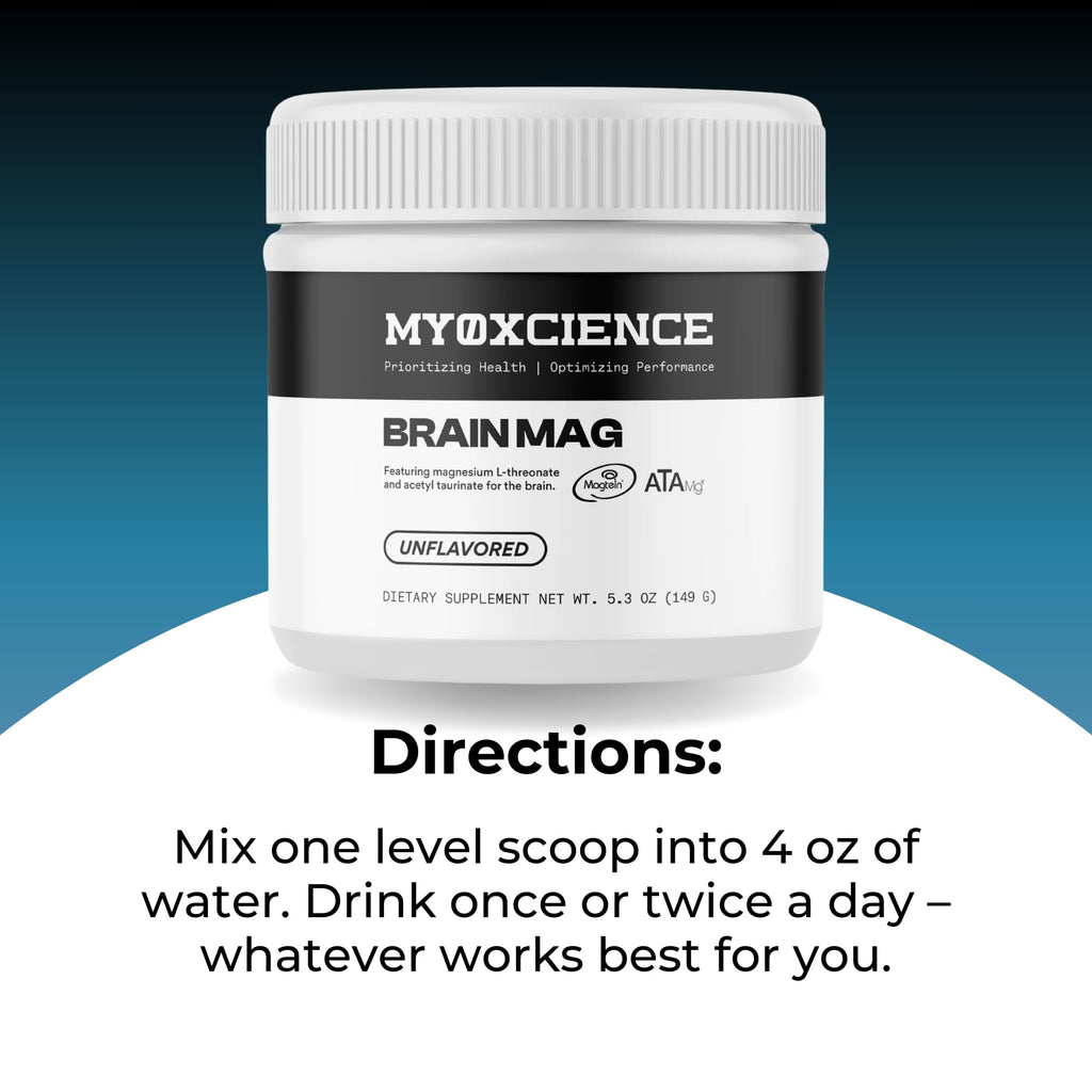 MYOXCIENCE Brain Mag | Magnesium L-Threonate Magtein & Magnesium Glycinate Powder (Unflavored) (60 Servings)