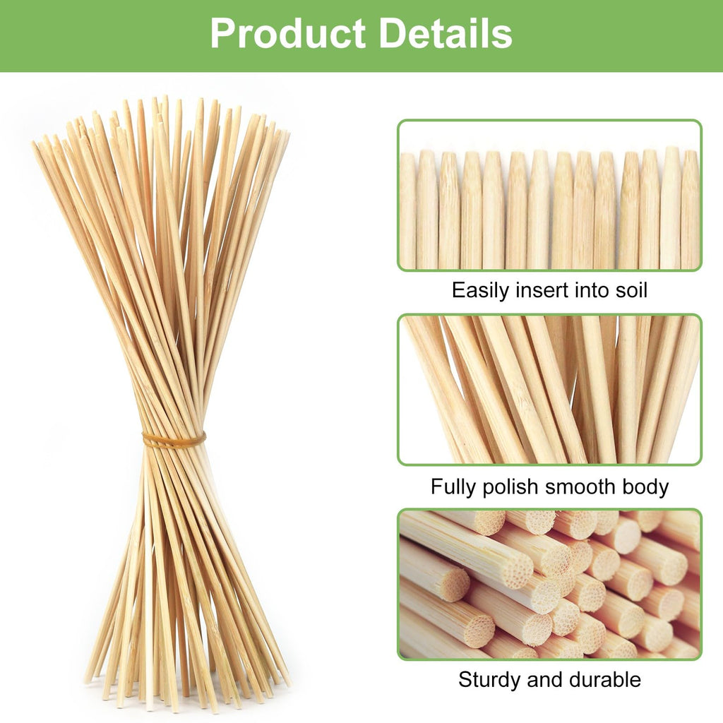 120 PCS Bamboo Plant Stakes 18 Inch, 5mm Thick Wood Plant Support Stakes