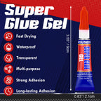 6 x 3g Super Glue Gel, Fast Strong Adhesive, Strong Cyanoacrylate (CA) Glue for Plastic, Metal, Ceramic, Leather, Wood, DIY Crafts and More