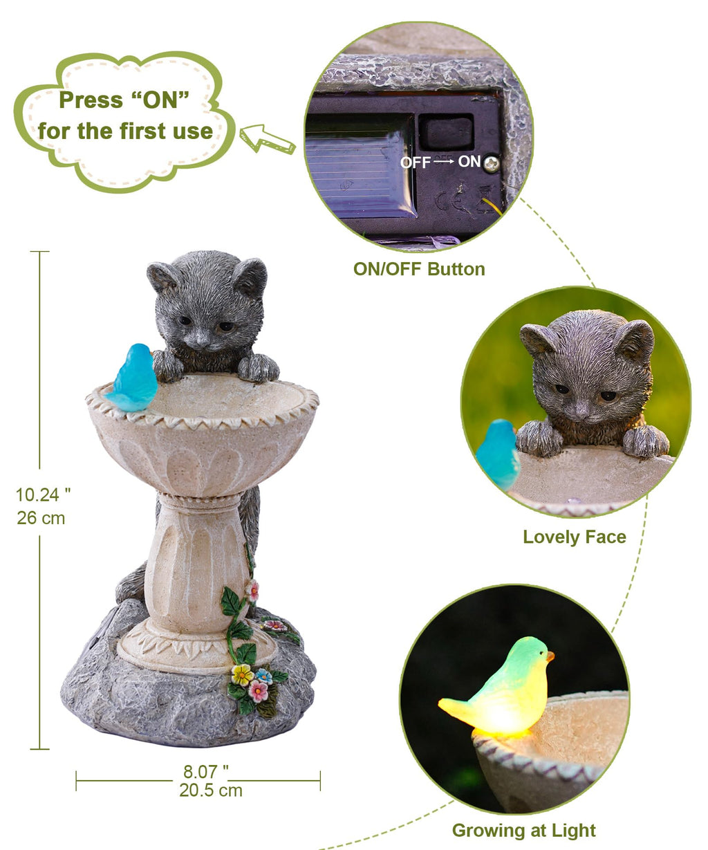 Philodwell Solar Cat Birdbath Garden Statue: Outdoor Figurine Decor