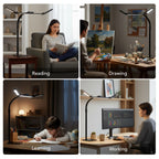 Galnolt LED Desk Lamp for Home Office with Base, 28.2" Adjustable Gooseneck Swing Arm Ultra Bright Desk Light, Dimmable Architect Table lamp for Desktop Computer Light, Reading, Study, Workbench