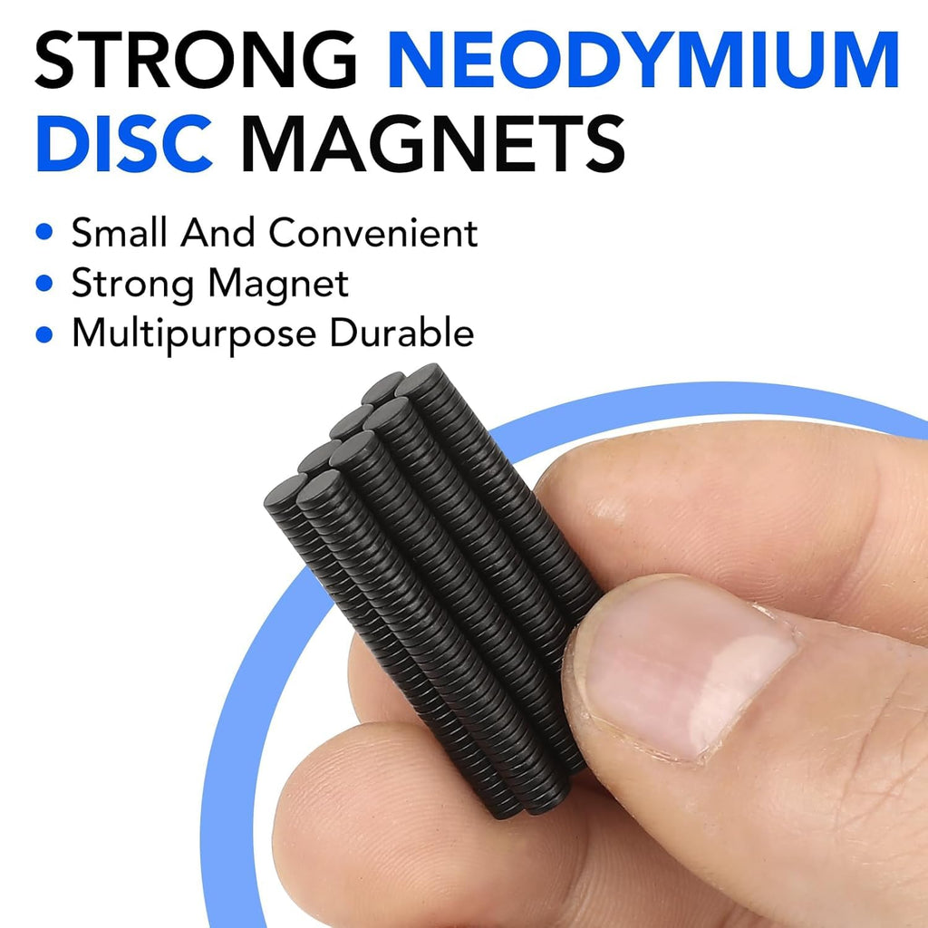 TRYMAG Small Rare Earth 6 Different Sizes Black 255Pcs Tiny Magnets for Crafts, Heavy Duty Neodymium Round Mini Refrigerator Magnets for Whiteboard, Locker, Kitchen, Office, School