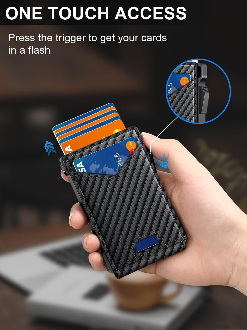 Wallet for Men RFID Wallet with 2 ID Windows & Money Clip, Slim Card Holder
