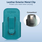 SKYREH Stethoscope Holder Clip, PU Leather Stethoscope Hip Holder Lightweight Portable Holster for Physicians, Nurses, EMT, Medical Nursing Students, for 3M Littmann & Most Stethoscope, Caribbean Blue
