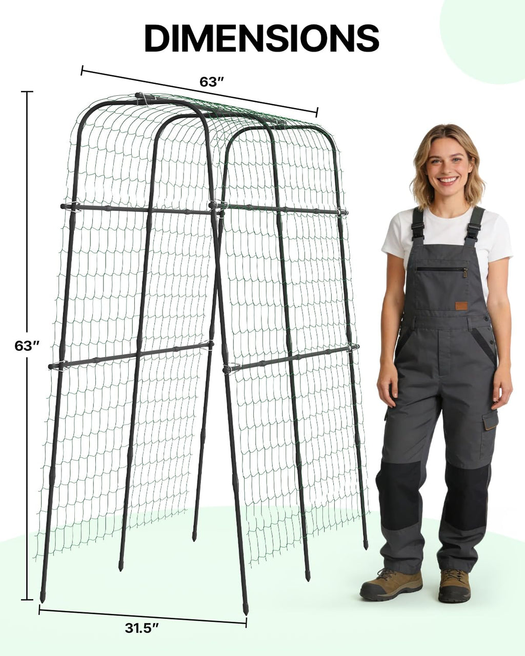 Suteck Cucumber Trellis for Raised Bed 63" x 63" U-Shaped Metal
