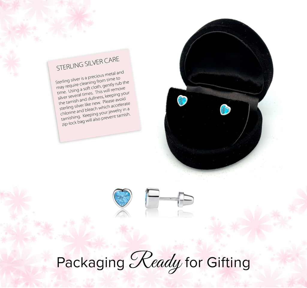 Cherished Moments Birthstone Heart Earrings, .925 Sterling Silver