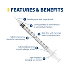 EasyTouch U-100 Insulin Syringes (31G 1.0cc 5/16") - 100ct.