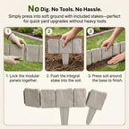 Imitation Stone Garden Fence - DIY Garden Edging Border, 2026 New Plastic Garden Retaining Fence, Interlocking No Dig Decorative Garden Fence with Stakes, for Yard, Patio, Outdoor (Gray, 30pcs)