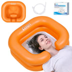 Cehim Inflatable Shampoo Basin - Portable Shampoo Bowl, Hair Washing Basin for Bedridden, Disabled,Injured, Hair Wash Tub for Dreadlocks and at Home Sink Washing (Orange, 15in Inner)