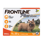 FRONTLINE Plus Flea & Tick Spot Treatment for Small Breed Dogs 5-22 lbs. (Orange) Count of 3