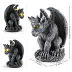 MIBUNG Large Winged Gargoyle Statue with Solar Lights Outdoor Decor, Sitting Gargoyle Monster Dragon Garden Guardian Gothic Creep Scary Sculpture, Patio Yard Lawn Decorations, Valentine's Day Gift