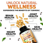 Turmeric Curcumin Supplement 1950mg - 95% Curcuminoids with Organic Turmeric & Ginger, BioPerine Black Pepper for Best Absorption, Nature's Vegan Joint Support, Non-GMO, Bottled in USA - 240 Capsules