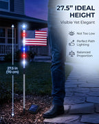 VUHIYOM 8 Piece Flag Light Set, Solar American Flag Lights Outdoor, 4th of July Pathway Stake for 250th Anniversary, Patriotic Red White Blue Decorations for Garden Yard, Waterproof Auto On/Off