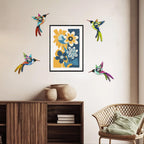 Hummingbird Outdoor Decor 4Pack - Outdoor Metal Wall Art Decoration