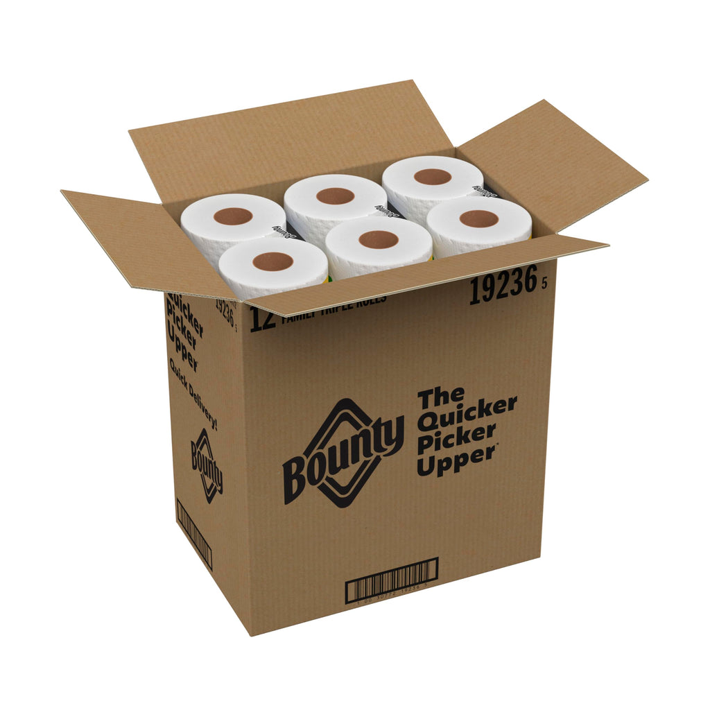 Bounty Quick-Size Paper Towels, White, 12 Family Triple = 40 Regular Rolls