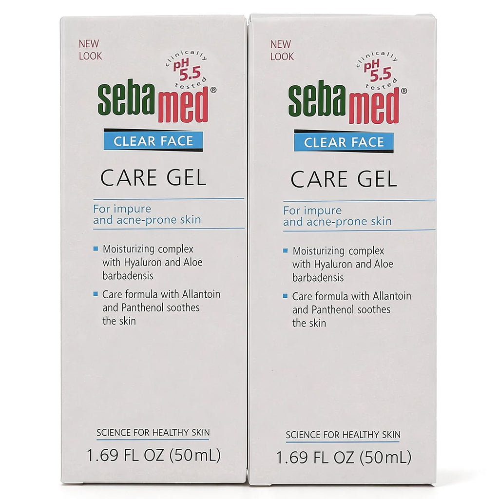 SEBAMED Clear Face Care Gel (50mL) with Aloe Vera and Hyaluronic Acid for Impure and Acne Prone Skin - Made in Germany - Pack of 2