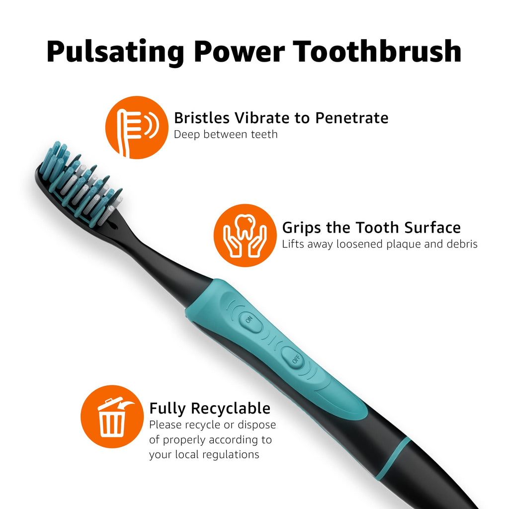 Amazon Basics Electric Toothbrush | Pulsating | Deep Cleaning | 2 Count