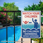 MOLESS 2 Pack Pool Safety Signs Bundle – 14x10 Inch Pool Signs for Outside Outdoor Decor, Watch Your Children & Swim at Your Own Risk, Durable 0.040 Aluminum Weatherproof, Easy to Mount, PSP-2403