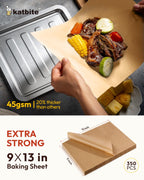 Katbite 350Pcs 9x13 In Parchment Paper Sheets, Heavy Duty Unbleached Baking Paper, Non-stick & Oil Proof for Oven, Air Fryer, Grilling, Steaming and Cooking Bread