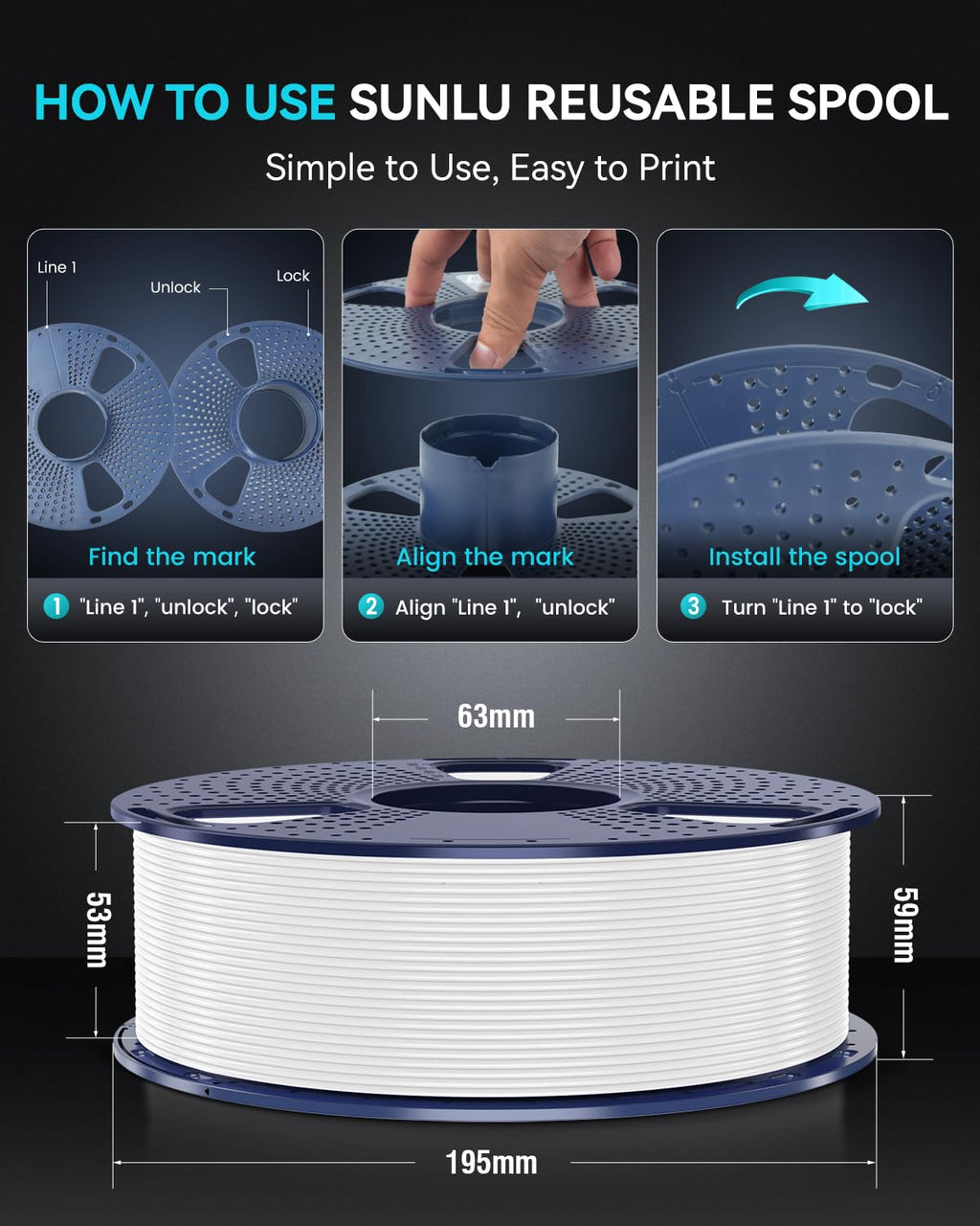 SUNLU High Speed PETG 3D Printer Filament 1.75mm, 1kg Spool, Sky Blue