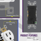 ENERLITES Duplex Receptacle Outlet, Residential Grade Electrical Wall Outlet, 15A 125V, Self-Grounding, 2-Pole, 3-Wire, UL Listed, 61581-W-20PCS, White (20 Pack)