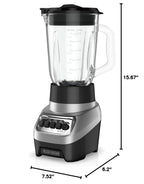 BLACK+DECKER PowerCrush Multi-Function Blender with 6-Cup Glass Jar, 4 Speed Settings, Silver