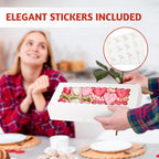 ZORRITA 30 Pack Auto Pop-up Cookie Boxes with Window, 12.5" x 5.5" x 2.5" White Bakery Boxes Treat Boxes for Chocolate Covered Strawberries, Cake Pops, Donuts, Cocoa Bombs, Sugar Cookies, Pastries