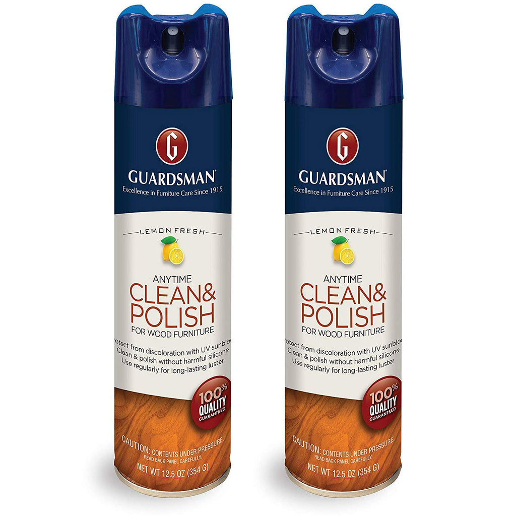 Guardsman Clean & Polish For Wood Furniture - Lemon Fresh - 12.5 oz - Silicone Free, UV Protection - 2 Pack