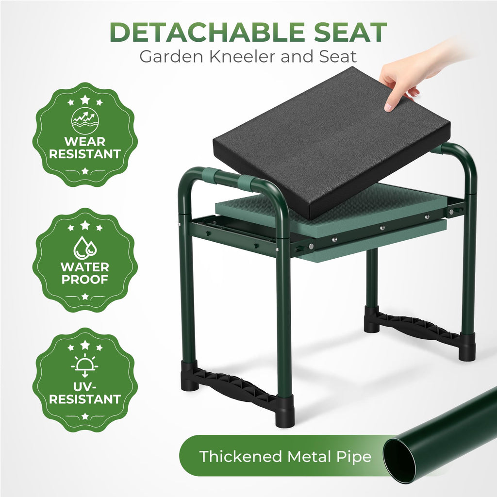 Walensee Garden Kneeler and Seat, with Wider Soft Kneeling Pad & Tool Pouch