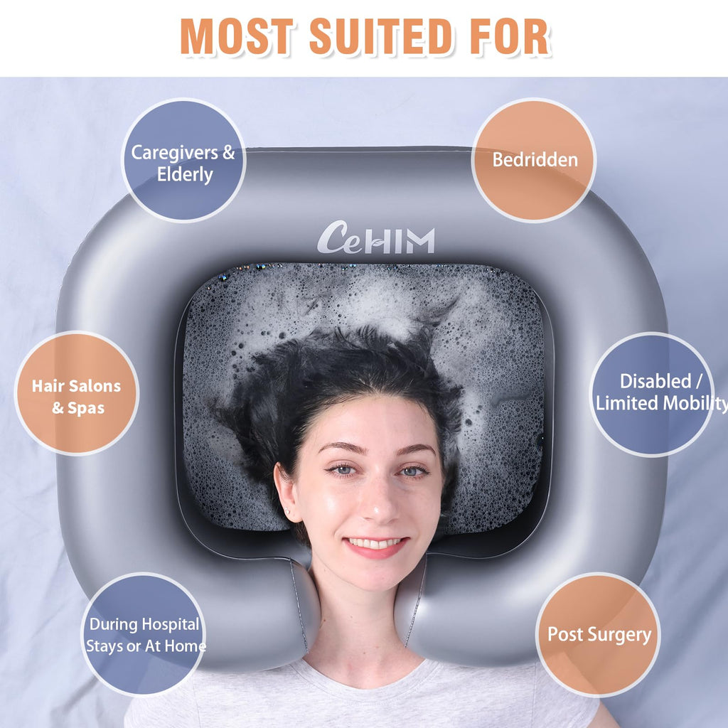 Cehim Inflatable Shampoo Basin - Portable Shampoo Bowl, Hair Washing Basin for Bedridden, Disabled,Injured, Hair Wash Tub for Dreadlocks and at Home Sink Washing