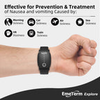 EmeTerm Explore Classic FDA-Cleared Galaxy Black and Navy Blue Anti-Nausea Wristband IP67 Waterproof Morning Motion Travel Sickness Vomit Relief Rechargeable No Gel Drug Free Without Side Effects