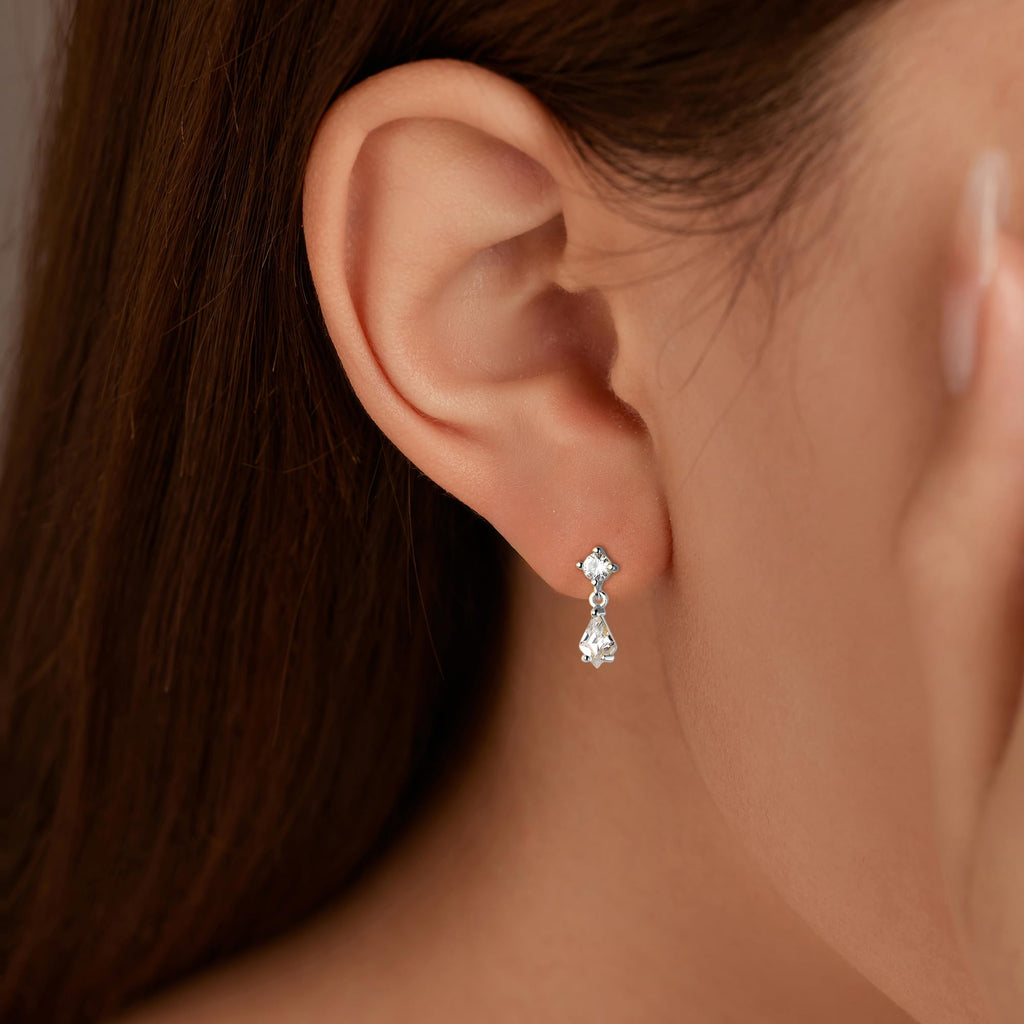 LOVECOM 925 Sterling Silver Cubic Zirconia Small Dangle Earrings for Women