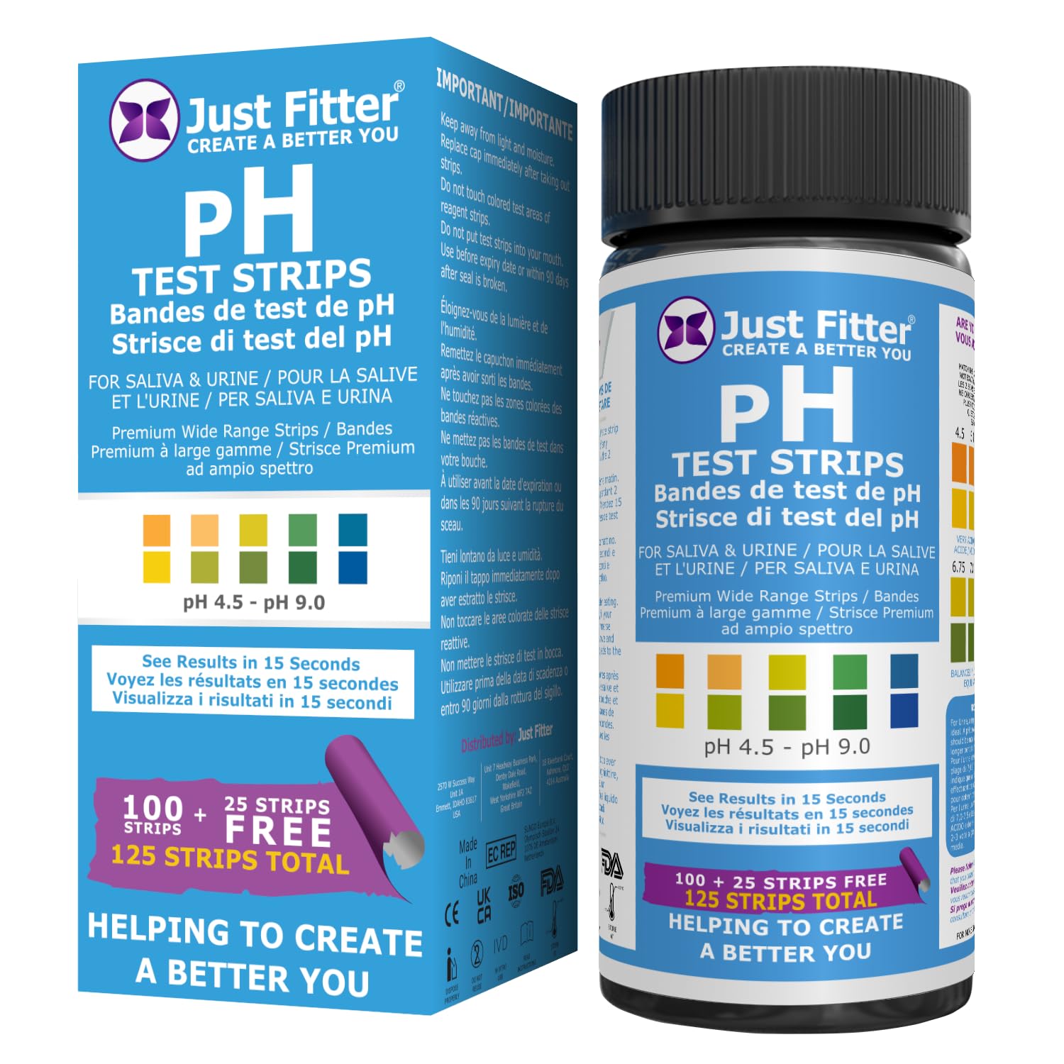 Just Fitter pH Test Strips for Testing Alkaline and Acid Levels in the Body. Track & Monitor Your pH Level Using Saliva and Urine. Get Highly Accurate Results in Seconds.