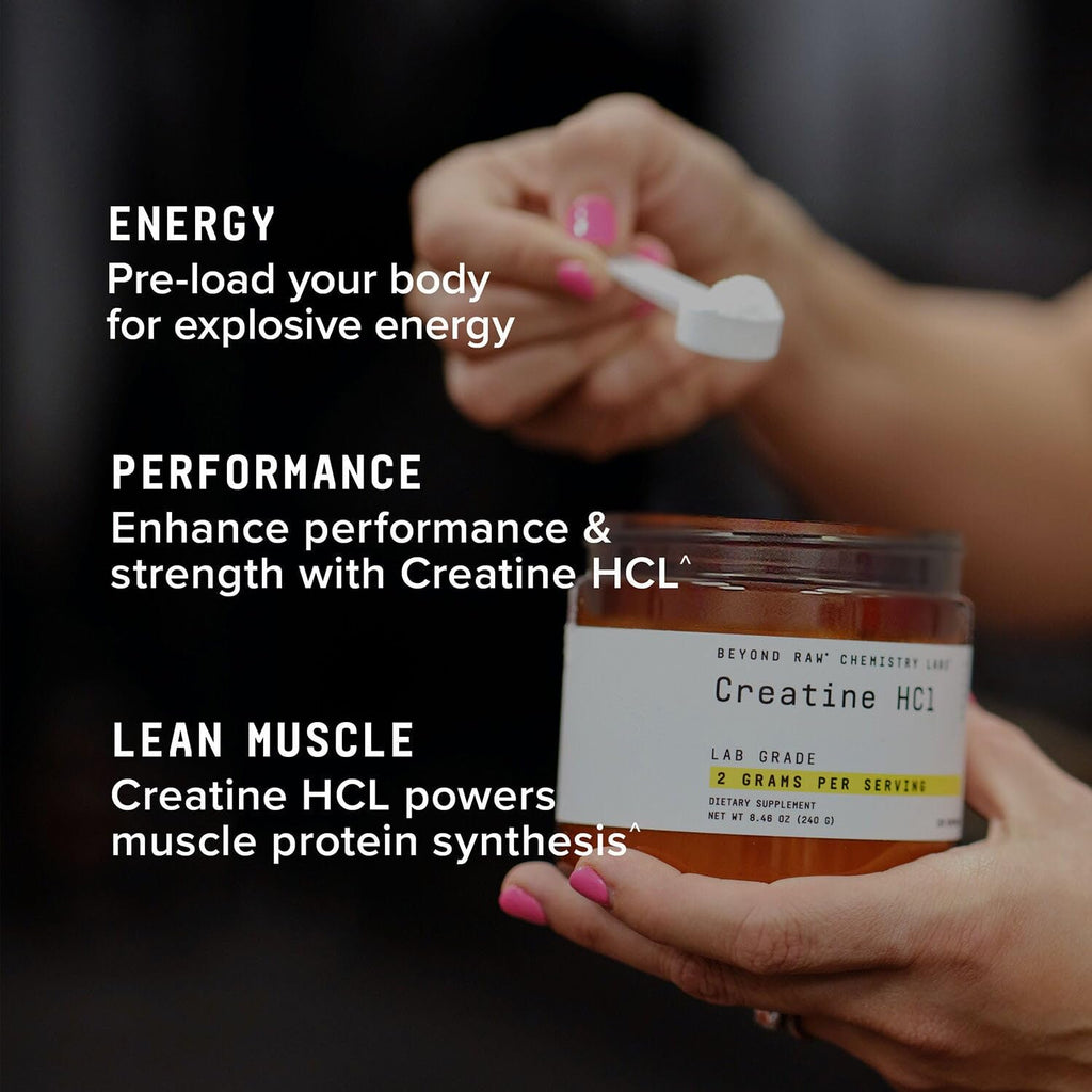 BEYOND RAW Creatine HCl Powder, Science Backed, Lab Grade, Creatine for Women & Men, Muscle Strength, Energy Production, Athletic Performance, Cognitive Support, Cellular Hydration, 60 Servings