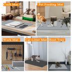 Water Dispenser Mat for Floor with Lip, 24'' x 16'', Grey