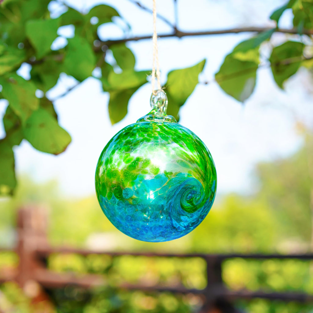 4 Inch Hand Blown Glass Gazing Balls Green Glass Christmas Ball Ornaments