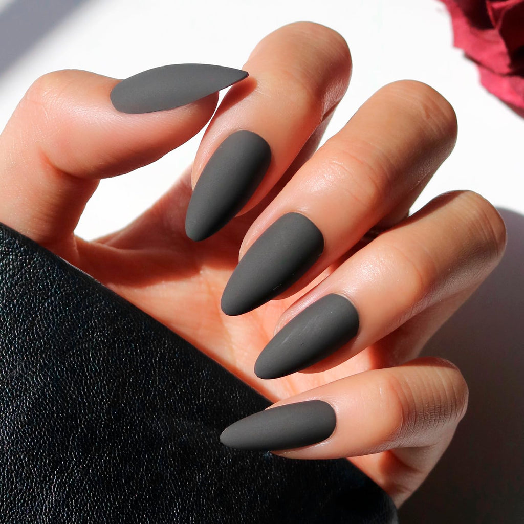 Glamnetic Halloween Press On Nails, Medium Almond, Matte, Red Bottom