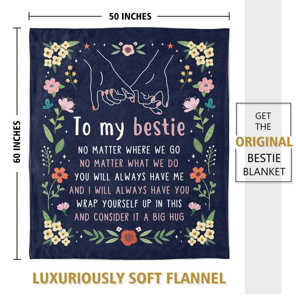 Best Friend Birthday Gifts for Women, Bestie Blanket Blue, 60" x 50"