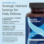 Neurobiologix Glutathione Ultra, L-Glutathione Antioxidant Complex with Vitamin C, A, B2, B6, Zinc, Selenium, Manganese, Taurine & Quercetin for Cellular Health, Gluten Free, 60 Vegetarian Capsules