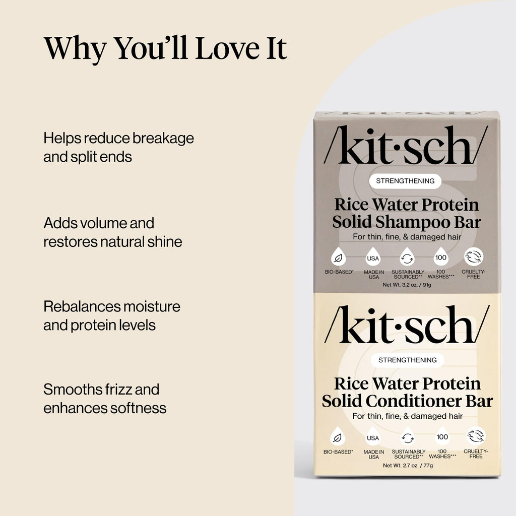 Kitsch Rice Water Solid Shampoo and Conditioner Set for Hair Growth – 2 pcs