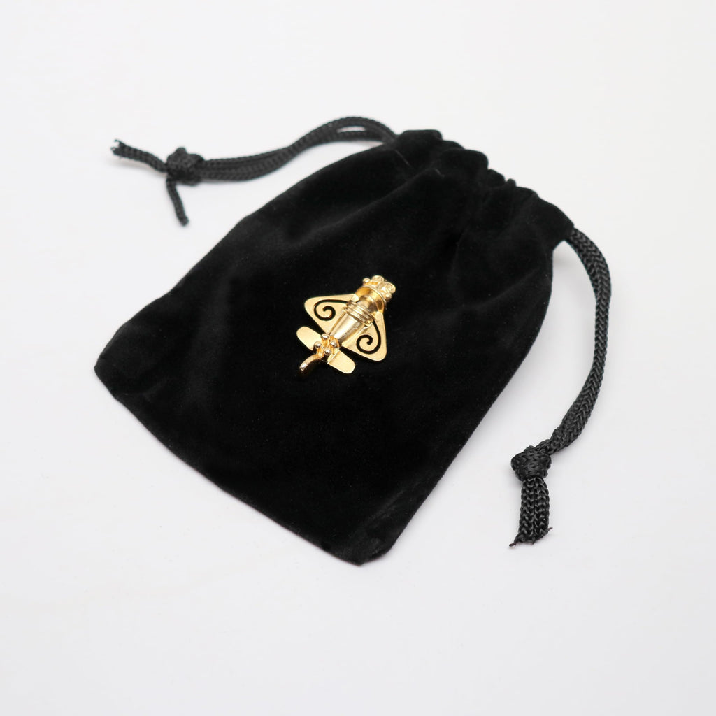 Real Metal Quimbaya Flyer Pin Real 24K GP Pre-Colombian Ancient Alien Artifact Lapel, Hat, Jacket or Backpack Pin
