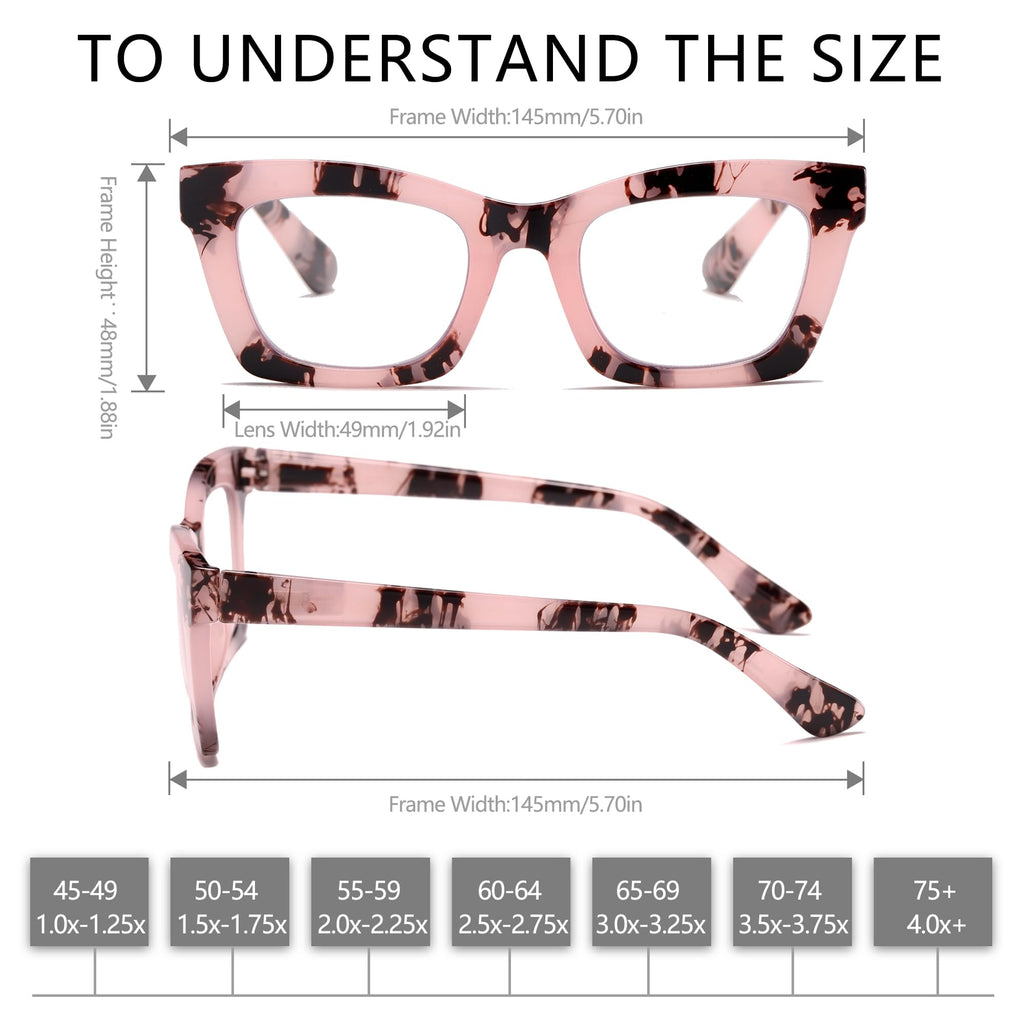 FSRTEP Oprah Style Readers for Women - 6 Pack Stylis Style Reading Glasses with Blue Light Blocking and Spring Hinge +1.5
